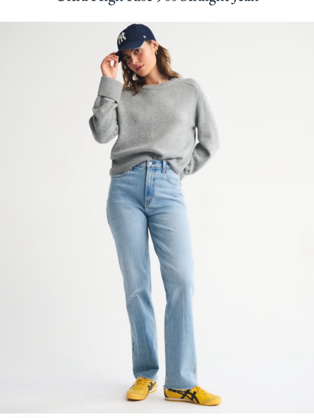 Abercrombie & Fitch High-Rise Straight Jeans in Light Blue